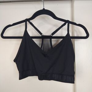 Pink Women Sports Bra Large Black Lightly Lined Victoria's Secret Ultimate